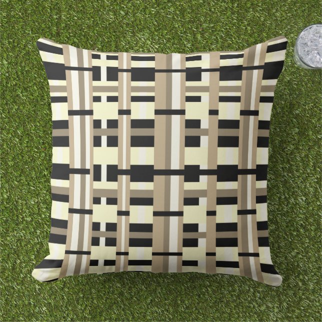 Cojín De Exterior Taupe, Tan, Negro, Blanco Moderno (Césped)