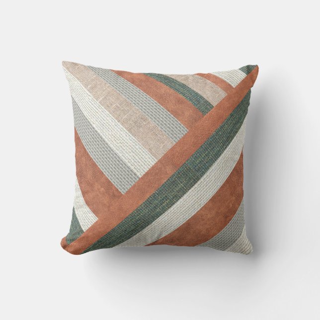 Cojín De Exterior Tela Y Cuero Orgánicos Modernos (Anverso)