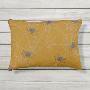 Cojín De Exterior telaraña y calabazas de Halloween