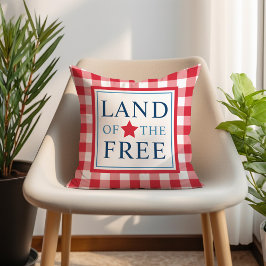 Cojín De Exterior Tierra de la Libertad Gingham Patriótico Rojo
