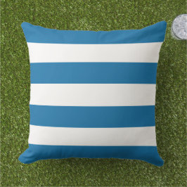Cojín De Exterior Tira Horizontal Ancha Blanca Azul Audaz