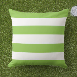 Cojín De Exterior Tira horizontal blanca y lima verde negrita
