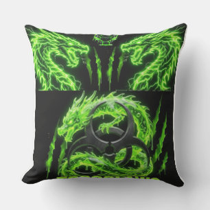 Cojín De Exterior TOCOCLAWS Dragones Gemelos Neon Verde Relámpago