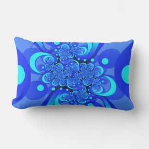 Cojín De Exterior Tonos de azul arte fractal abstracto moderno