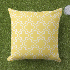 Cojín De Exterior Trellis de Cuatro Hojas Amarillo Brillante Blanco