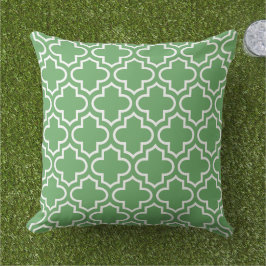 Cojín De Exterior Trellis de Cuatro Hojas Verde Clásico Blanco