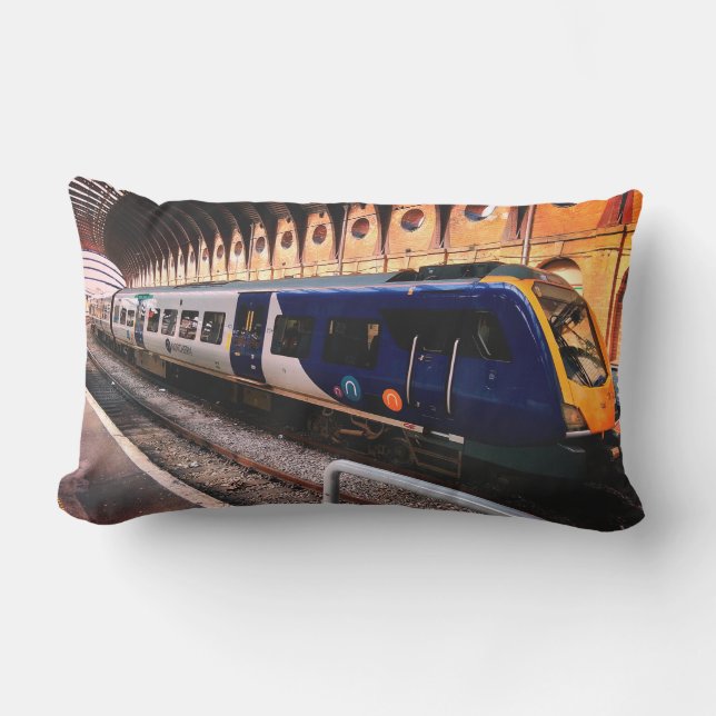 Cojín De Exterior Tren azul y amarillo (Anverso)