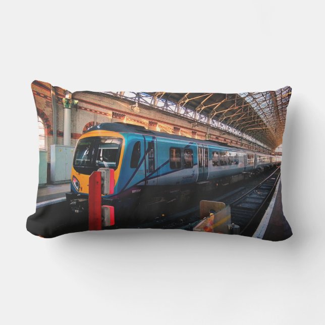 Cojín De Exterior Tren azul y amarillo (Anverso)