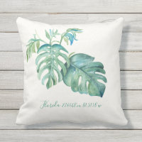 Tropical Green Monstera Leaf and Map Coordinates