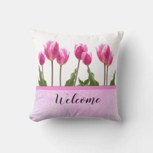 Cojín De Exterior Tulipán rosa de bienvenida en primavera