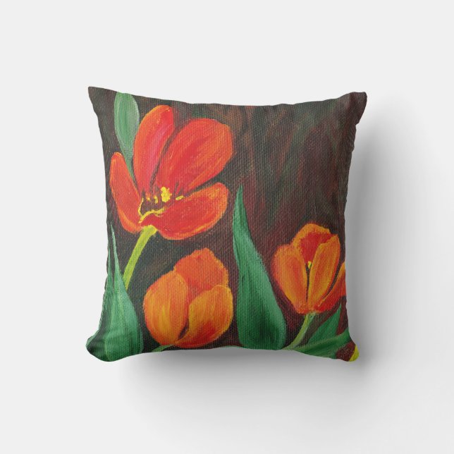 Cojín De Exterior Tulipanes Rojos (Anverso)