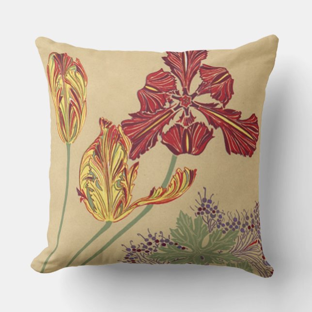 Cojín De Exterior Tulips de Art Nouveau (Anverso)