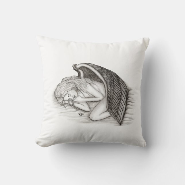 Cojín De Exterior Un ángel dormido, diseño negro y blanco (Anverso)