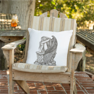 Cojín De Exterior Un ángel dormido en la piedra