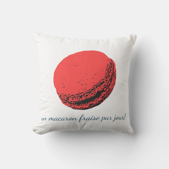 Cojín De Exterior un macaron fraise par jour! (Anverso)