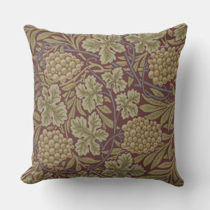 Cojín De Exterior Uva de Vid de William Morris Rojo Verde Arte