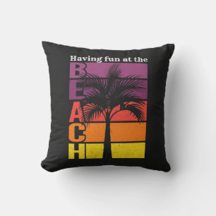 Cojín De Exterior Vacaciones veraniegas divertidas en el retro de la