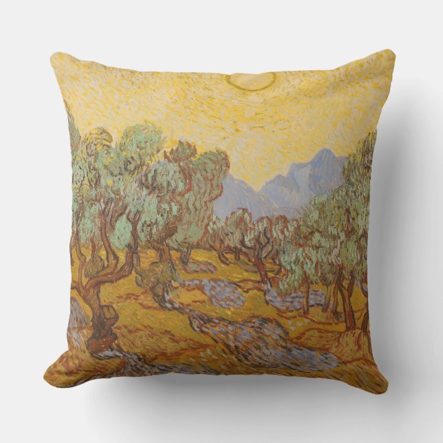Cojín De Exterior Van Gogh Olive Trees cielo amarillo (Anverso)