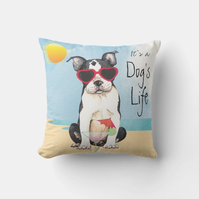 Cojín De Exterior Verano Boston Terrier (Anverso)