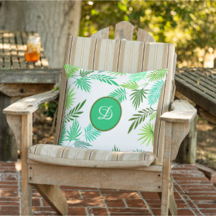 Cojín De Exterior verano verde de hojas de palma tropicales