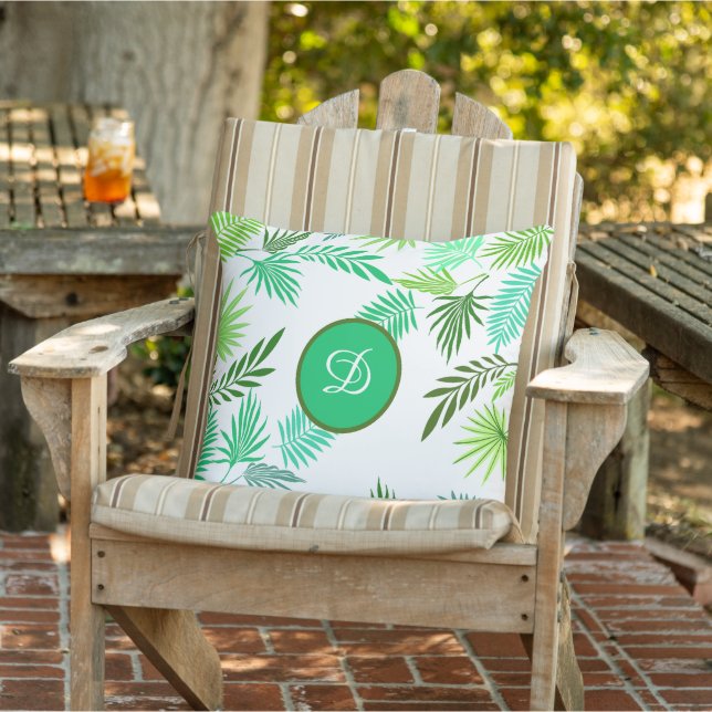 Cojín De Exterior verano verde de hojas de palma tropicales (Silla)