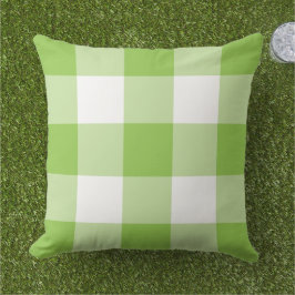 Cojín De Exterior Verde Lima Blanco Grande Cuadro de Gingham