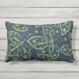 Cojín De Exterior Verde Marino Follaje Boho Estilo Batik Mirada Exte