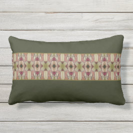 Cojín De Exterior Verde oscuro con beige y borgoña