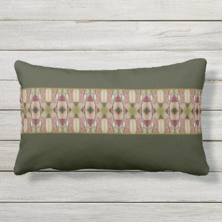 Cojín De Exterior Verde oscuro con beige y borgoña