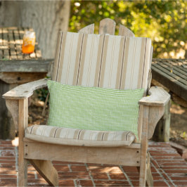 Cojín De Exterior Verde primavera y gingham lumbar blanco