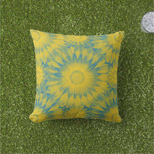 Cojín De Exterior Vibrant Sunflower Tie-Dye Art