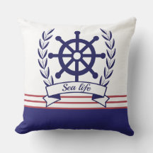 Vida marina náutica y timón de barco Azul y Blanco