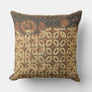 Cojín De Exterior Vintage Indonesio Patrón Batik Kawung Rústico