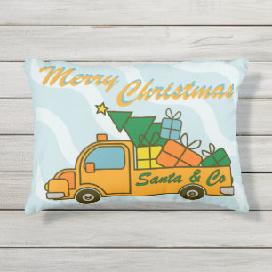 Cojín De Exterior Vista lateral del camión Santa Feliz Navidad
