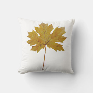 Cojín De Exterior Watercolor marrón naranja de hoja de otoño.