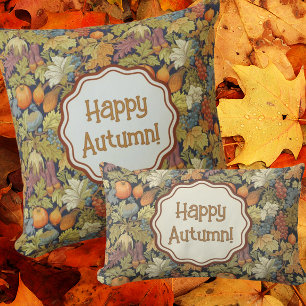 Cojín De Exterior William Morris Hojas de Otoño Calabazas Personaliz