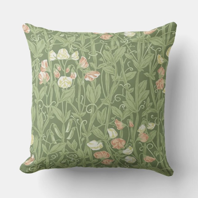 Cojín De Exterior William Morris Sweet Pea Floral Design (Anverso)