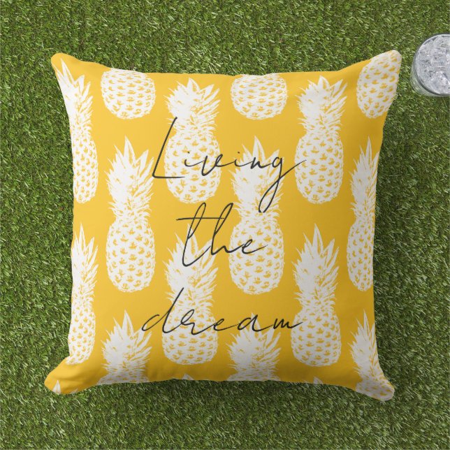 Cojín De Exterior Yellow pineapple pattern big outdoor pillow (Césped)