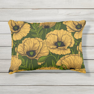 Cojín De Exterior Yellow poppies on dark green