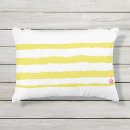 Cojín De Exterior Yellow stripes and a pink crown Accent Pillow