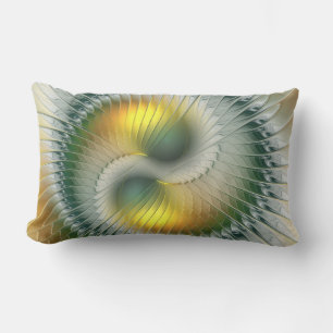Cojín De Exterior Yin Yang Verde Amarillo Fractal Abstracto Colorido