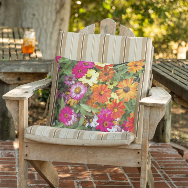 Cojín De Exterior Zinnia Flower Garden Floral (Silla)