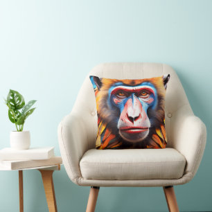 Cojín de mono mosaico tira y almohada