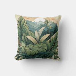 Cojín de montaña botánica con detalles de hoja