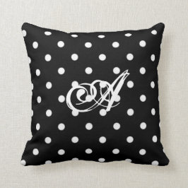 Cojín De Punto De Polka Blanco Y Negro Personaliza