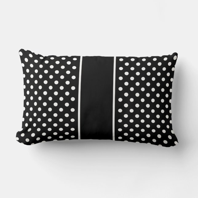 Cojín de puntos de polka blanco negro de almohada (Anverso)