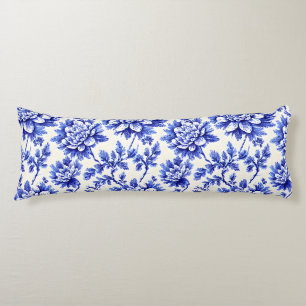 Cojín Decoración de campo francés de crisantemo azul y b