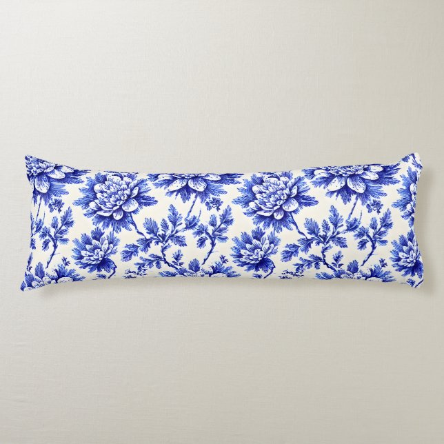 Cojín Decoración de campo francés de crisantemo azul y b (Anverso)