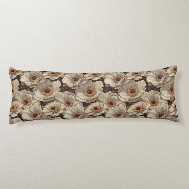 Cojín Decoración de dormitorio botánico de anémonas cama (Reverso)
