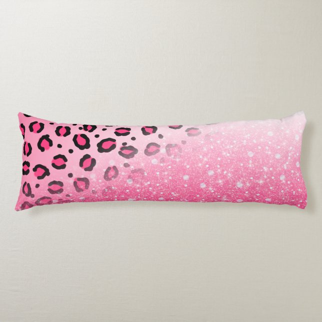 Cojín Decoración rosada brillante del estampado leopardo (Anverso)